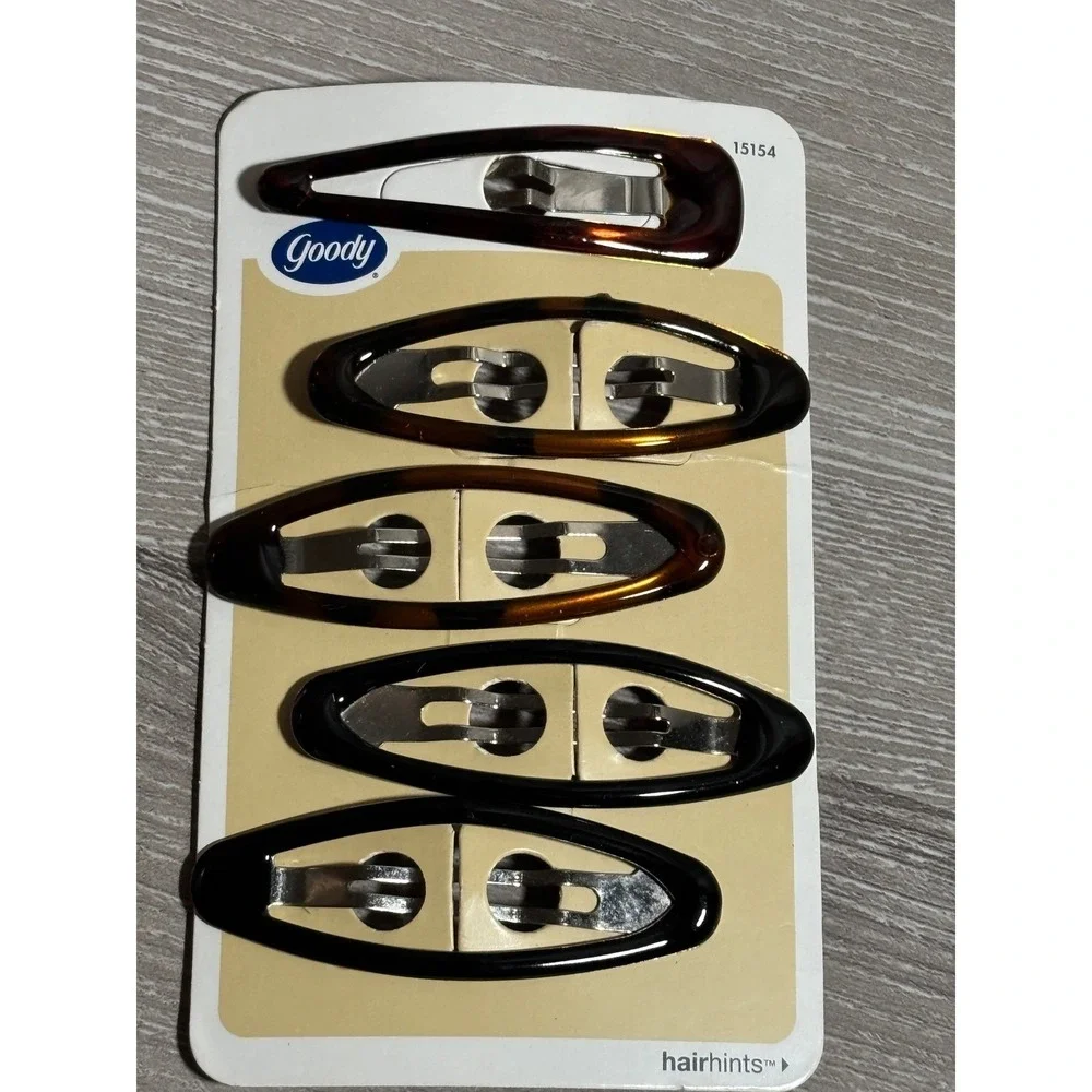 Goody Hair Hints Contour Snap Hair Clips 5 Pack Tortoise Brown Vintage 2008